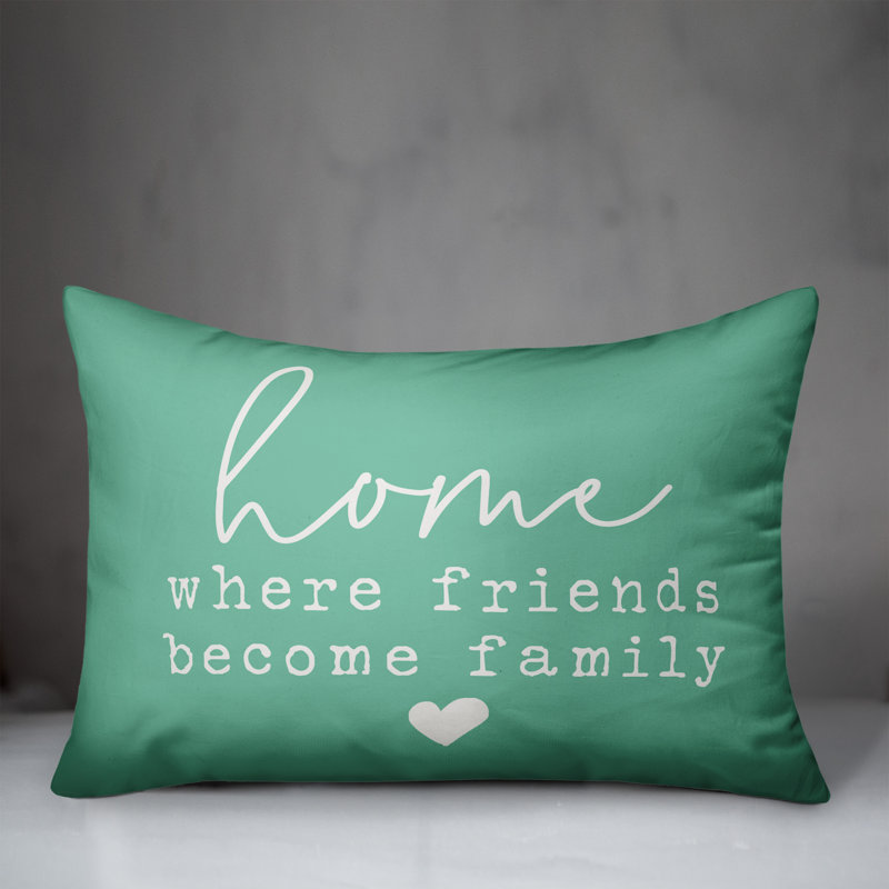 Textual Outdoor Throw Pillow, Mint Green