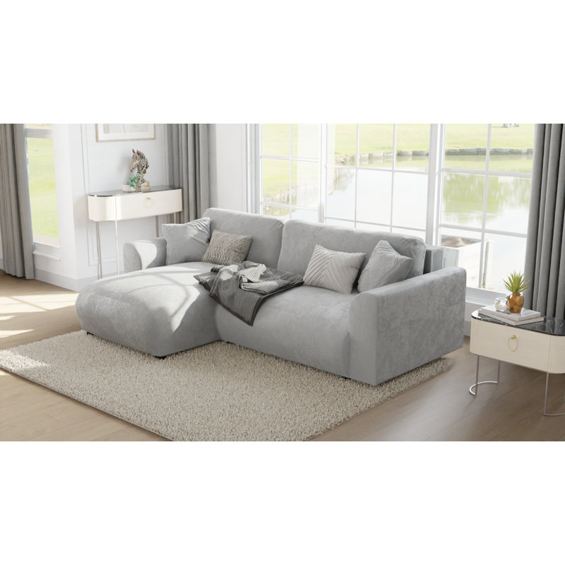 Gianni 4 Seater Velvet Corner Sofa Chaise, Left Hand Facing, Gianni Grey Velvet