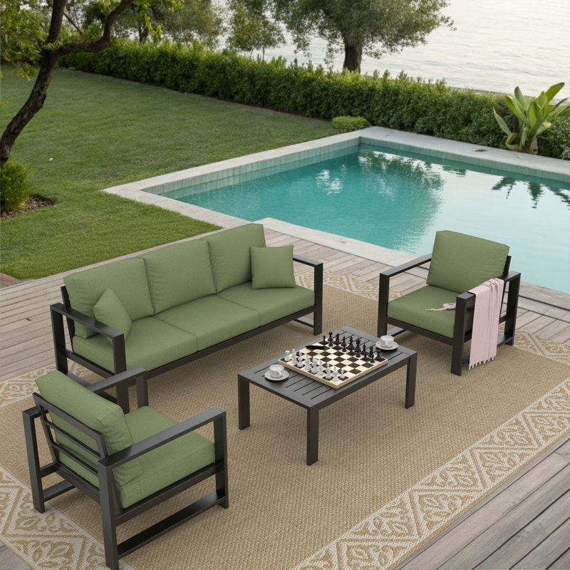 Dulcie 5-Person Seating Set with Sunbrella® Cushions, Green