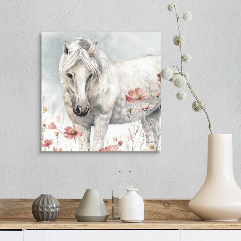 Art sauvage sur toile, "Chevaux sauvages", H 16 po x l 16 po x P 1 po, Toile tendue