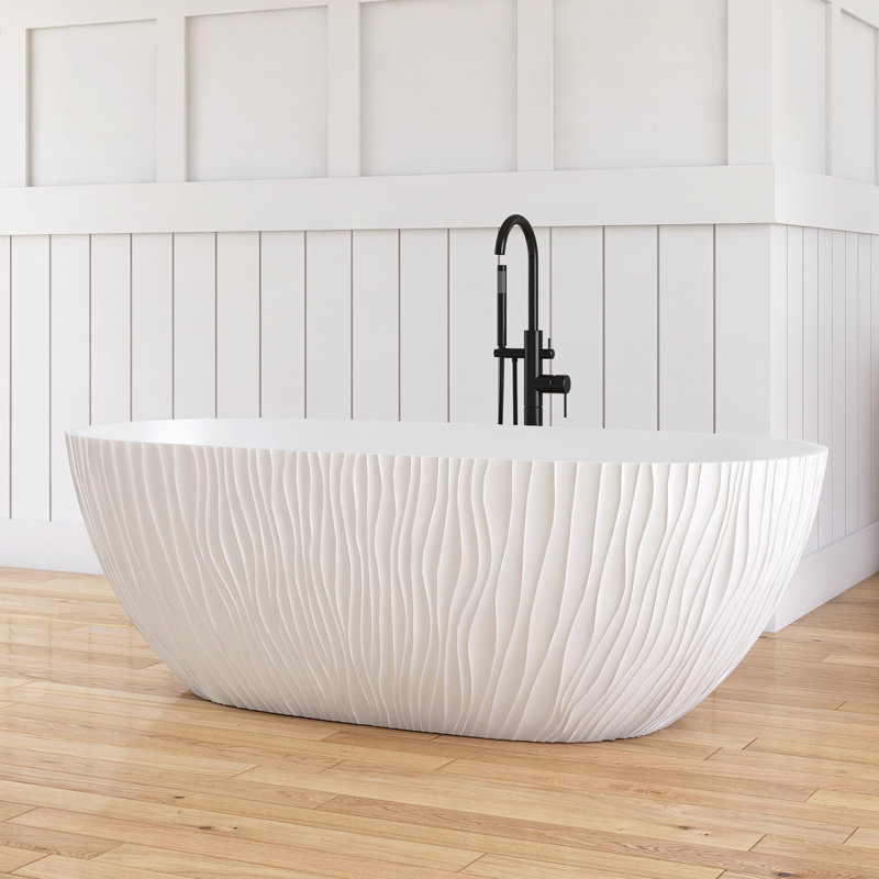 67'' Freestanding Tub Solid Surface Deep Soaking Bathtub