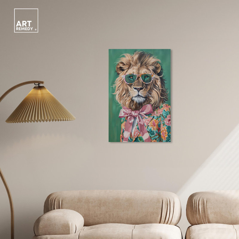 «Lion with Cool Style Canvas Coquette» par Art Remedy, Toile tendue, H 30 po x l 20 po