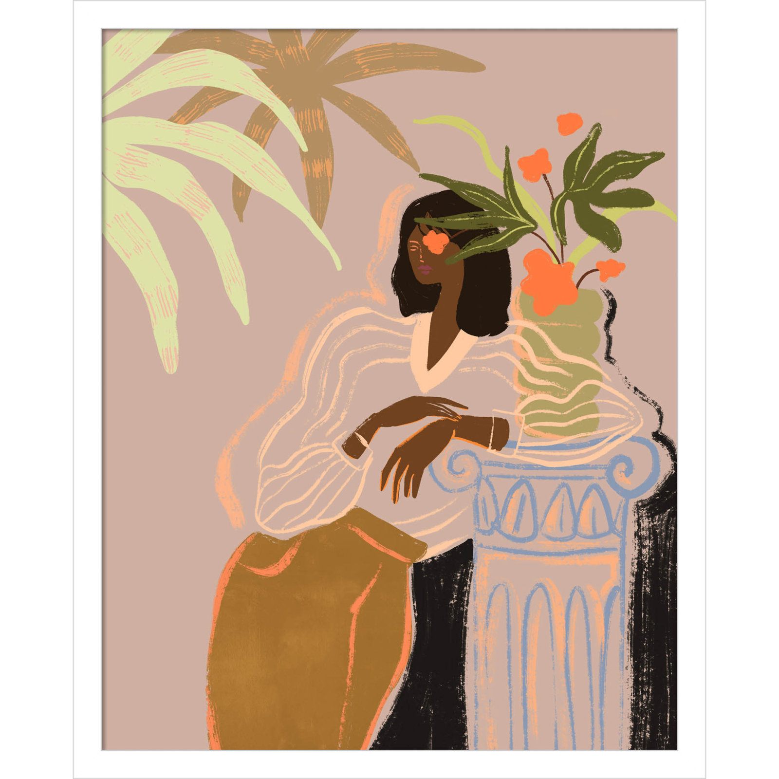 Prudence "Lady in Waiting" Print, White, 21" H x 17" W