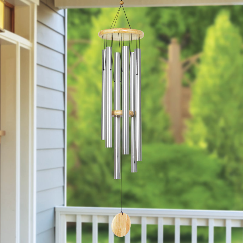 Carillon en métal Laisha, H 41 po x l 7,5 po x P 7,5 po, Argent