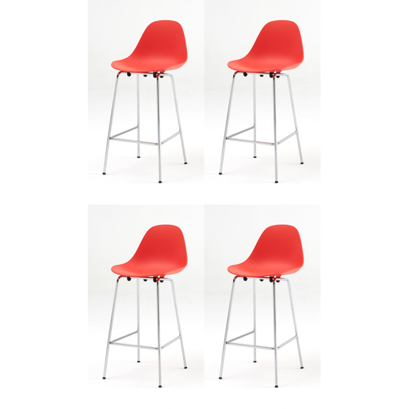 Tabouret de comptoir TA - Noir - Base noire, Chrome chrome, Tabouret de comptoir (siège d'une hauteur de 25,6, Rouge