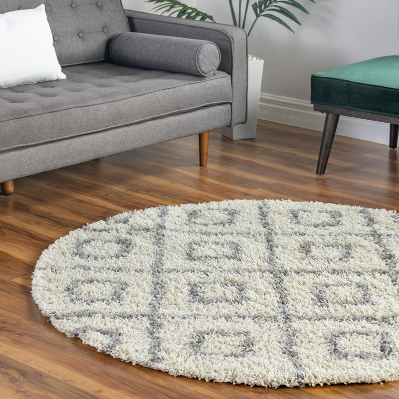 Aurin Geometric Indoor Rug, Round 6'