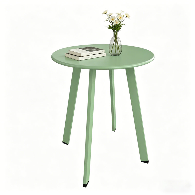 Modern Round Side Table, Small Accent End Table With 4 Angled Legs, Compact Coffee Table For Living Room, Bedroom, Balcony, Patio, Green