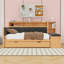 Lit de jour double en bois avec lit gigogne, rangement intégré et ports de charge USB-161085508