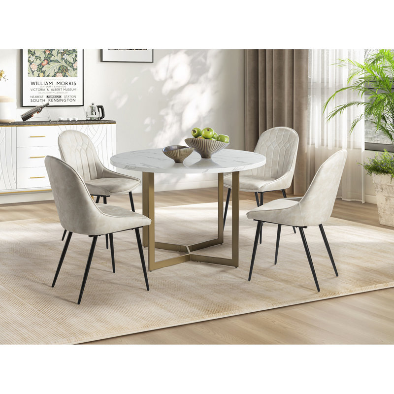 Chaise d'appoint rembourrée Asiel, Beige