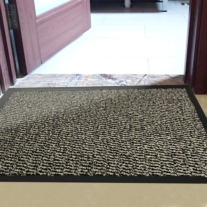 Non-Slip Striped Doormat, Brown