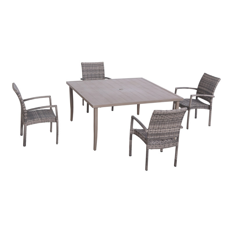 Alezandro 4 - Person Premium All-Weather Wicker Patio Dining Set with Square Table, 31" H x 60" W x 60" L
