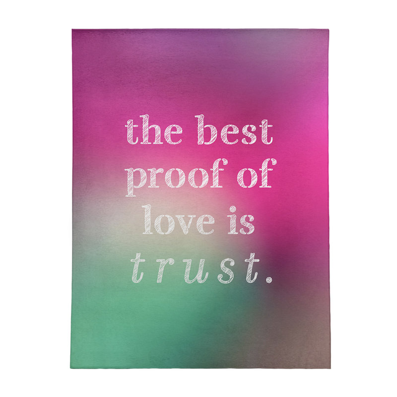 Tapis en couleur arrière-plan multicolore & trust quote en poly-chenille, Rectangle 5 pi x 7 pi