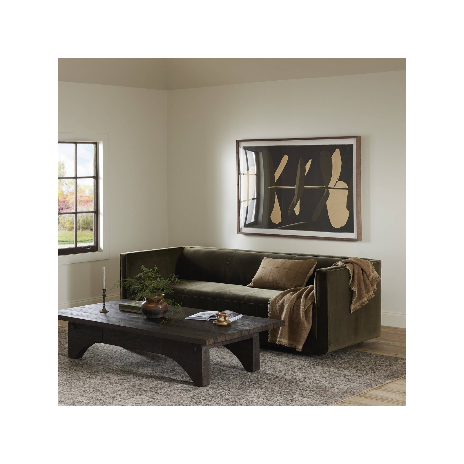 Gigi 95" Upholstered Sofa, Surrey Olive Polypropylene / Olefin