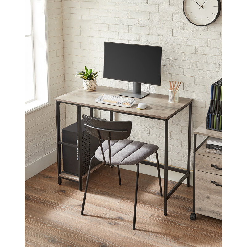 Alaudin Metal Base Computer Desk, Greige/Black
