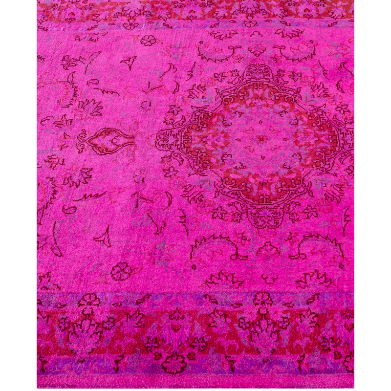 Overdyed Hand-Knotted Wool Modern-Contemporary Pink Runner 2' 8" x 8' 5"