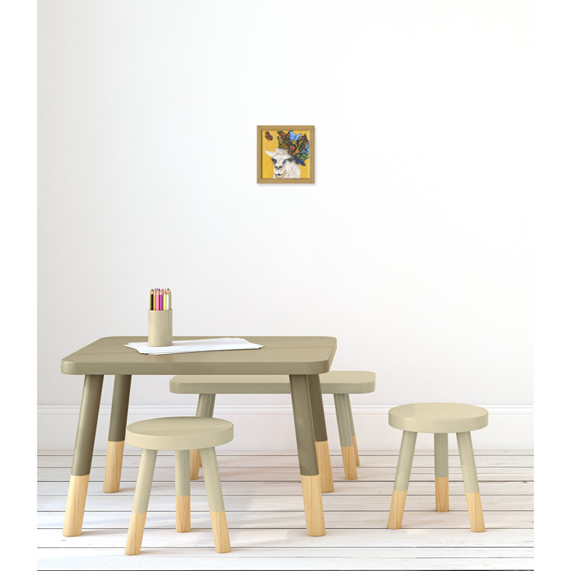 Art sur toile llama, H 9 po x l 9 po x P 1,18 po, Cadre en chêne