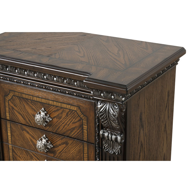Table de chevet avec ports USB et tiroirs en queue d'aronde, Espresso