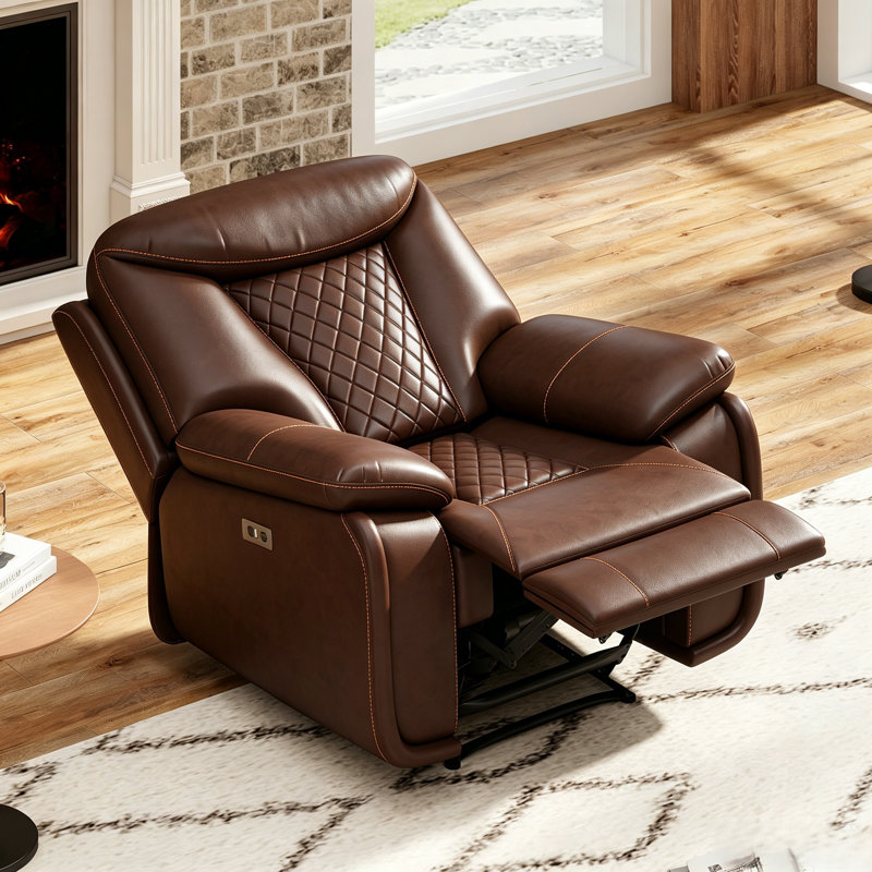 Madeira 40" W Faux Leather Power Recliner, Classic Espresso