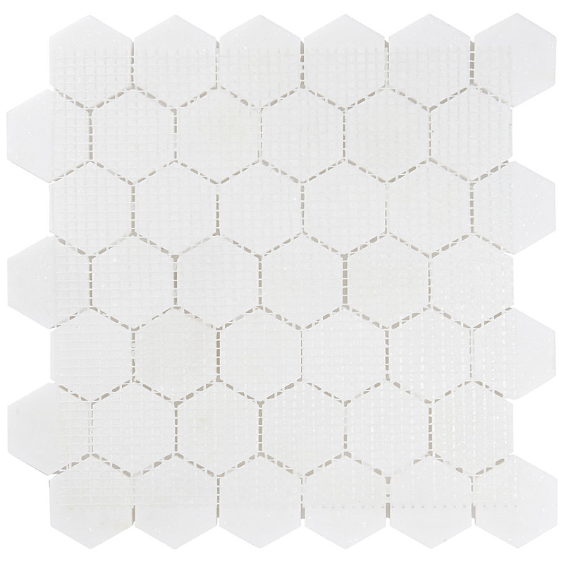 Thassos 2" x 2" Marble Honeycomb Mosaic Wall & Floor Tile, White Thassos