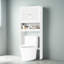 Armoire de rangement au-dessus de la toilette avec portes à lattes, organisateur de salle de bain autoportant à 3 niveaux avec tablette réglable et dispositif anti-basculement, peu encombrant pour la salle de bain et la salle de lavage