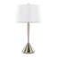 Metal Table Lamp in Brushed Nickel with White Linen Shade - Set of 2