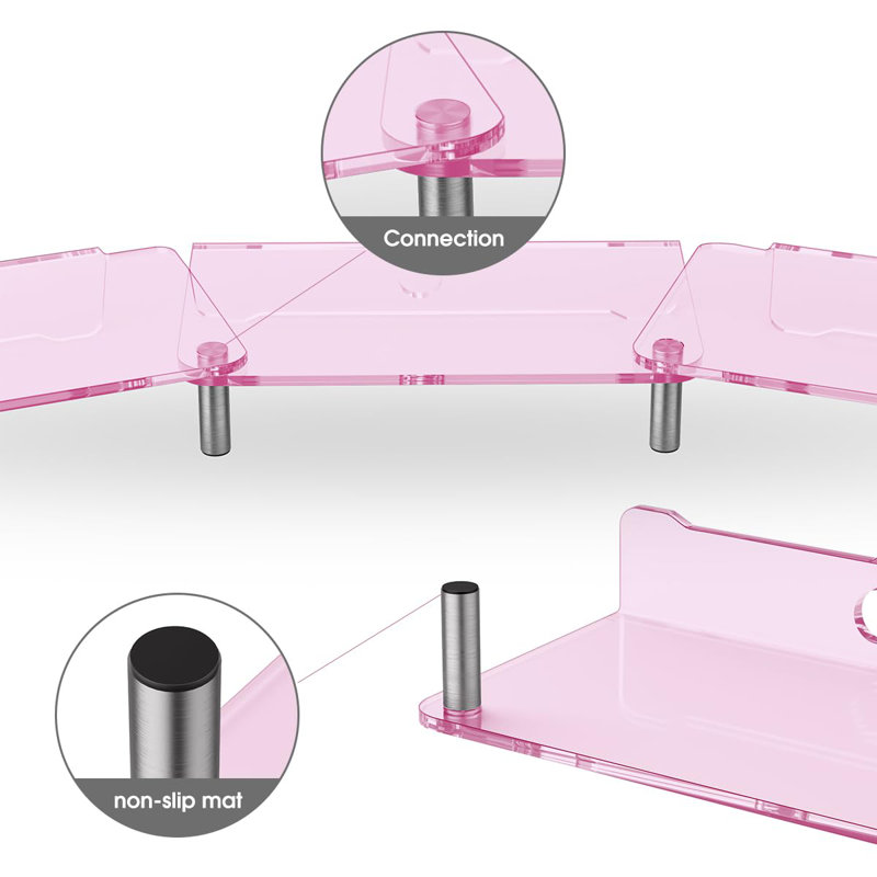 Dual Monitor Stand Riser, 3 Shelf Acrylic Monitor Stand With Adjustable Length And Angle, Computer Monitor Riser