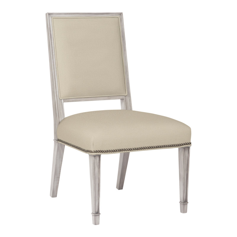 Michael Weiss Leighton Side Chair, Dove Gray, Tuck Linen, No