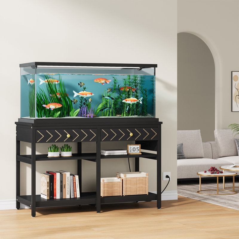 40-50 Gallon Aquarium Stand with Charging Station, Black