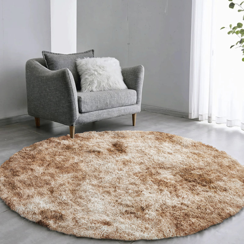 Round Solid Colour Shag 120cm X 120cm Area Rug