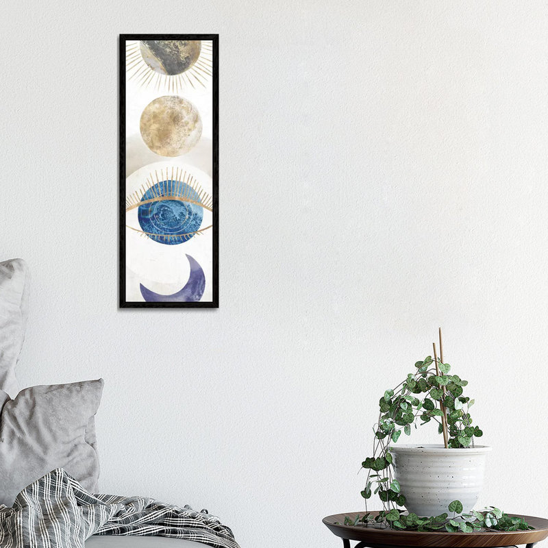 Crescent Moon I 1 Piece Panoramic Wall Art on Canvas, 30.48 cm H x 91.44 cm W, Black Framed