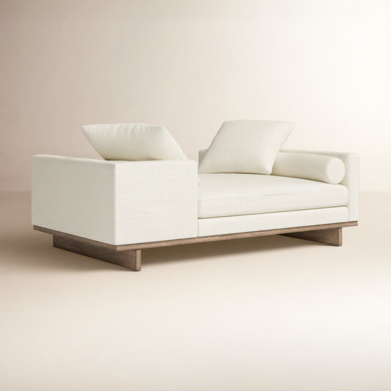 Chaise longue rembourrée Livy, Mélange de polyester ivoire