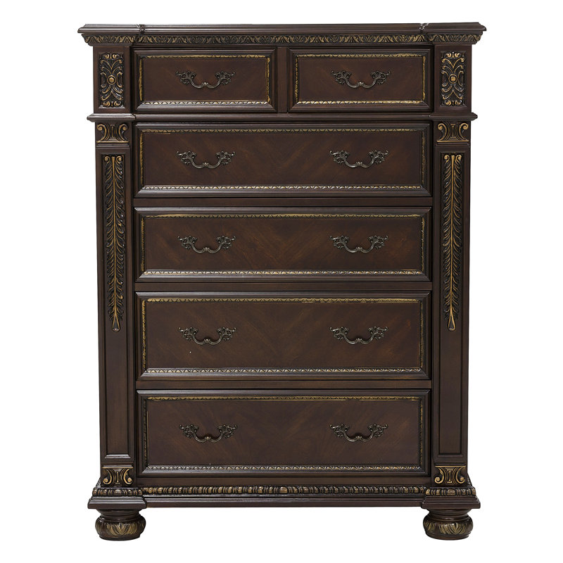 Amonni 42'' W 5 - Drawer Chest, Dark Cherry