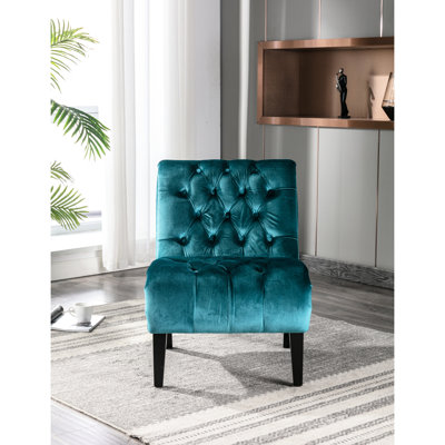 Fauteuil moderne en velours bleu sarcelle pour meuble-lavabo et espaces de vie confortables dans les chambres à coucher