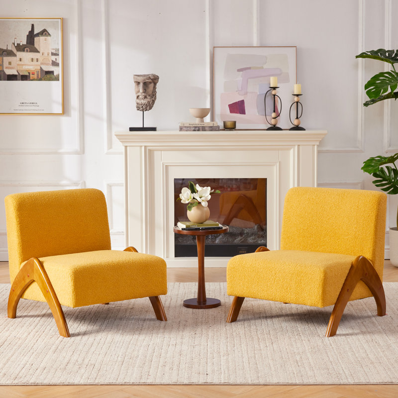 Ensemble de 2 chaises d'appoint rembourrées, Jaune
