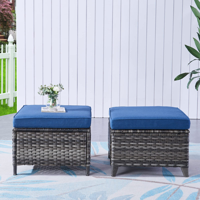 Tonry pour l'extérieur avec coussin, Gris, Bleu