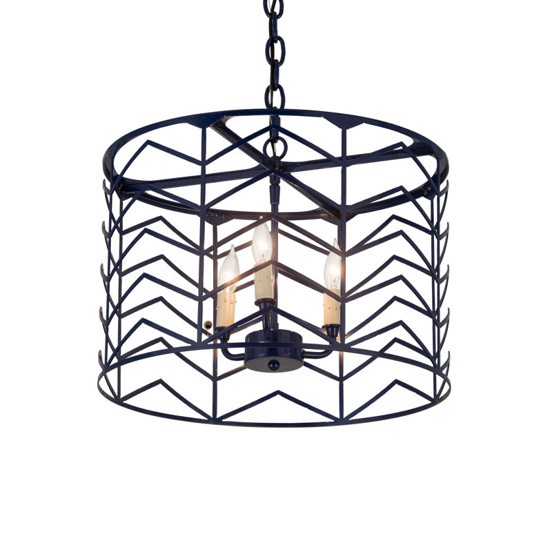 Lustre tambour 3 lumières à abat-jour Analissa