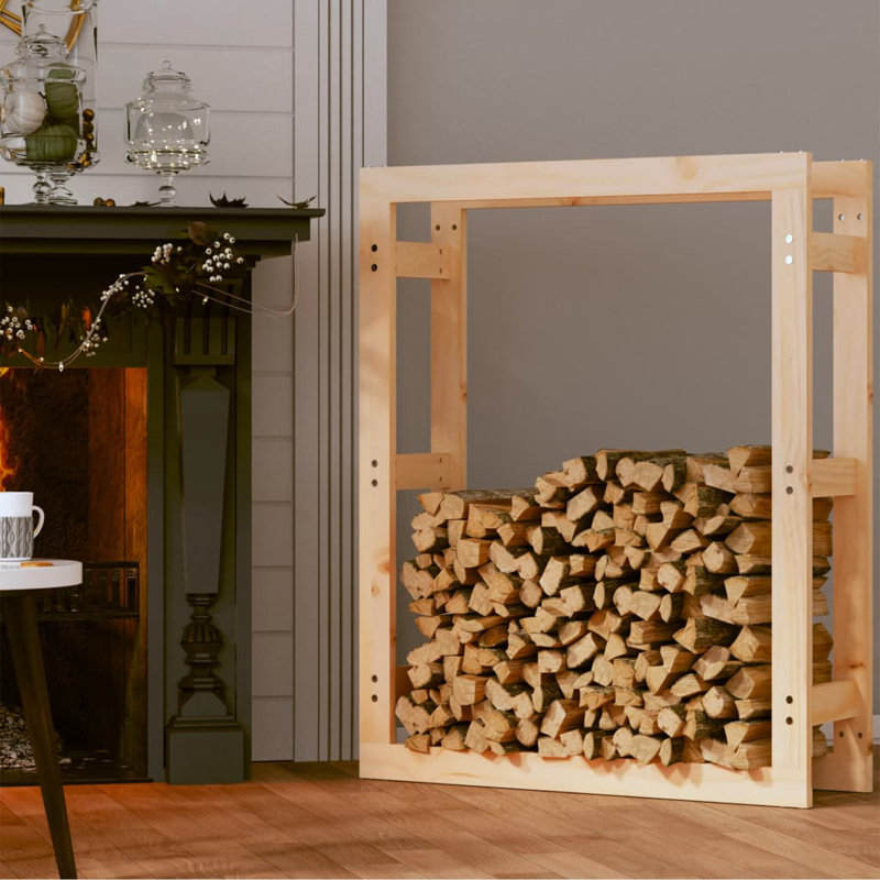 80cm W Solid Wood Log Rack, Brown