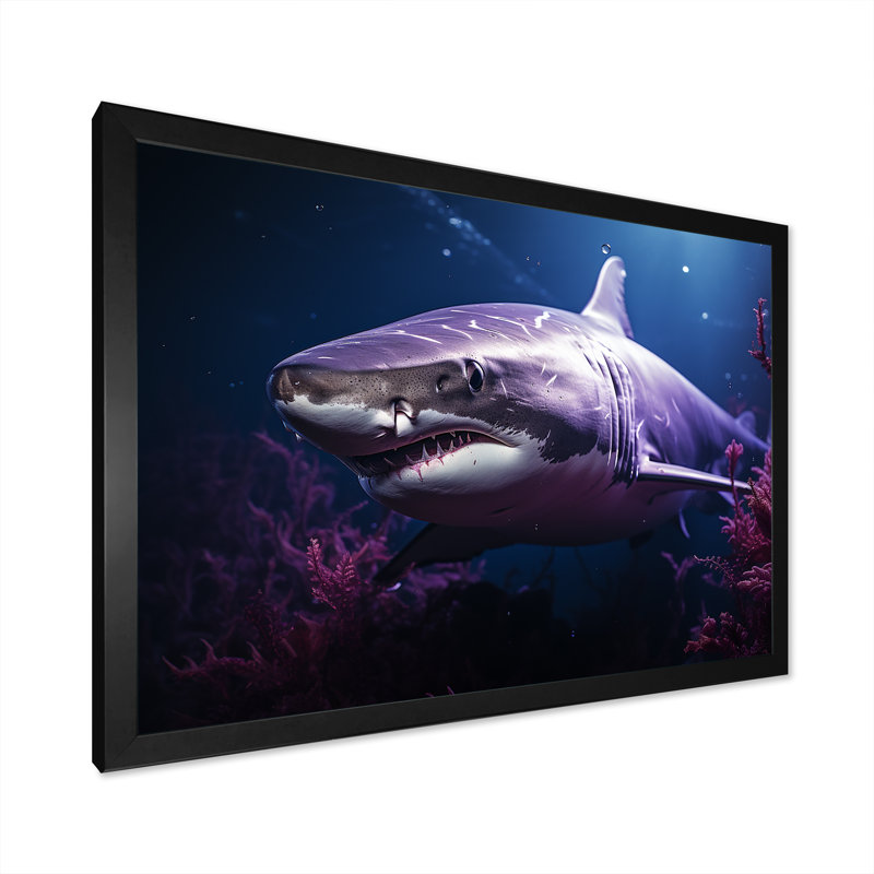 " Oceans Purple Ghost Shark Photography ", 16" H x 32" W x 1" D, Black Single Picture Framed