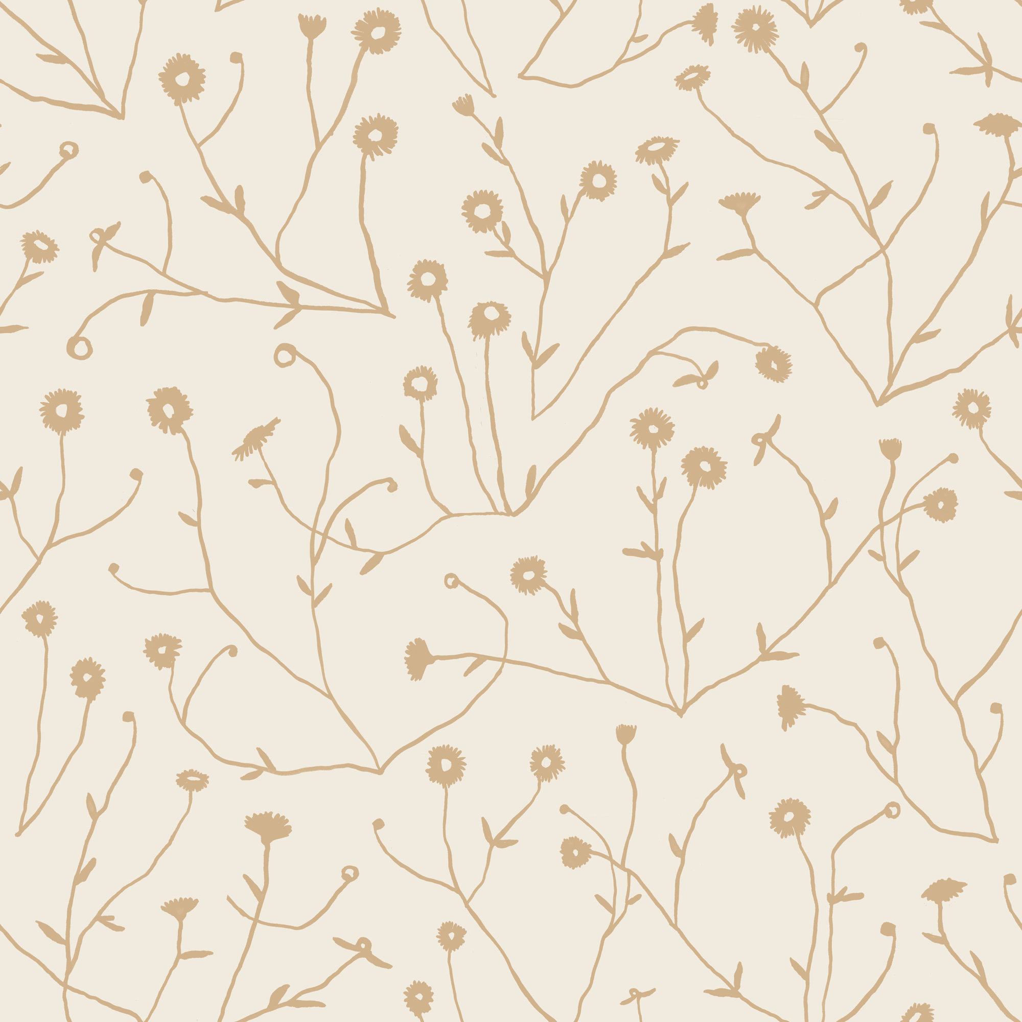 Keyes Floral Wallpaper, Cream/Orange