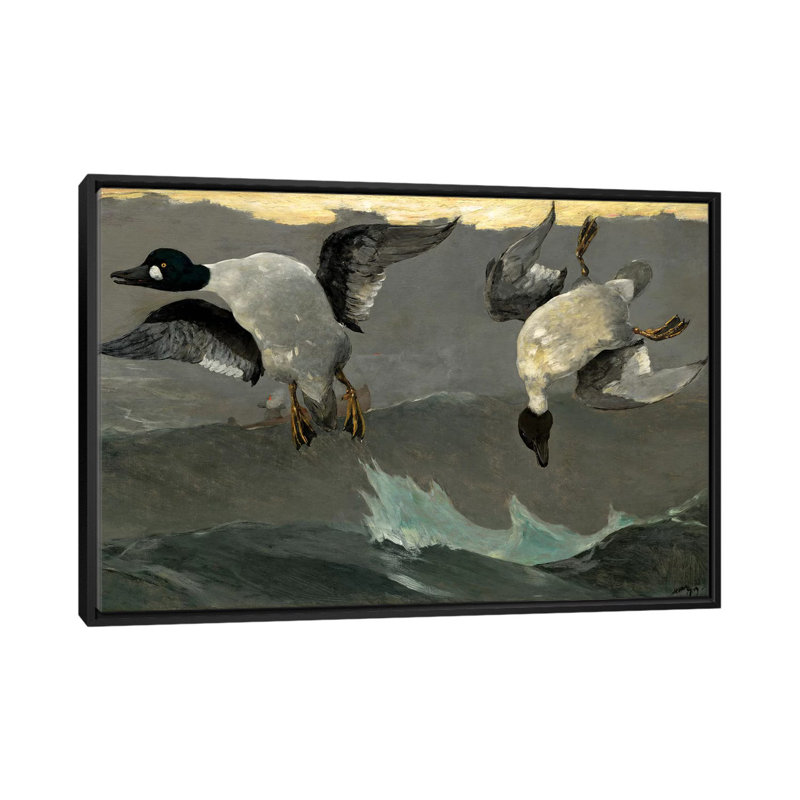 « right & left, 1909 » par winslow homer, reproduction sur toile, H 18 po x l 26 po x P 1,5 po, Toile avec cadre noir