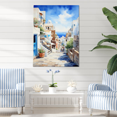 «Greek Greek Island Coastal Village Dreams II», art mural Grèce
