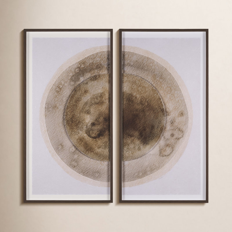 «Soft Eclipse» (ensemble de 2) par Studio, reproduction d'art encadrée à la main mat sous verre, 2, Brun, Éclipse douce
