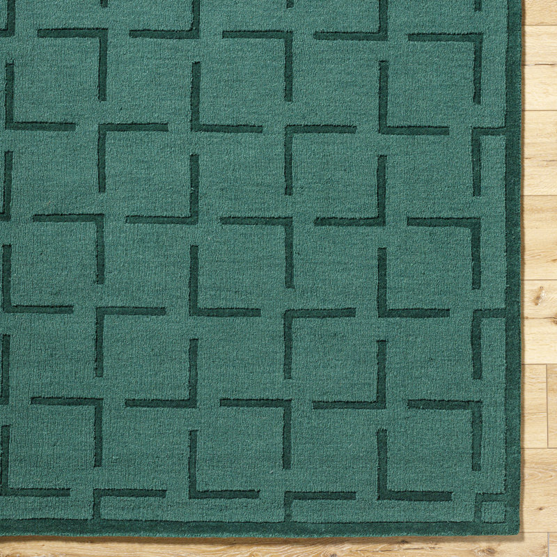 Loretto Hand Loomed Green Wool Geometric 8' x 10' Rug