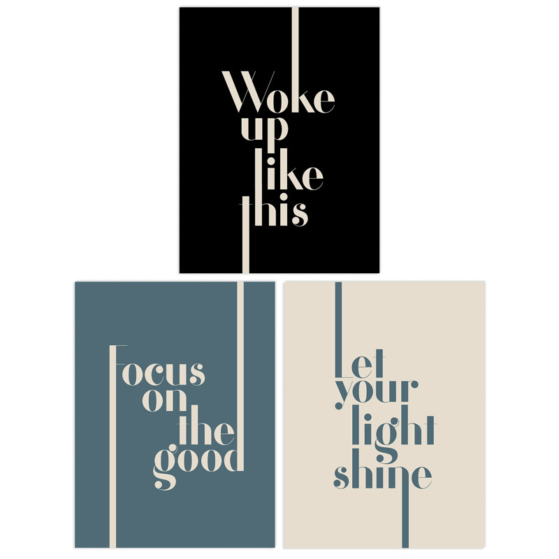 Let Light Shine Woke up Like This Focus Good Boho Quote Muted 3 Piece Wall Art, 40.5cm H x 30.5cm W x 0.3cm D