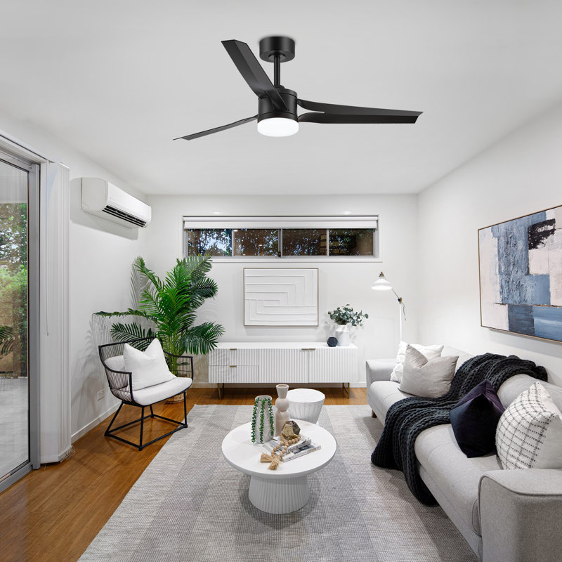 52-Inch Ceiling Fans With Lights And Remote, 3 Blades 6-Speeds Noiseless Reversible DC Motor, Modern Ceiling Fan For Farmhouse Bedroom Patio