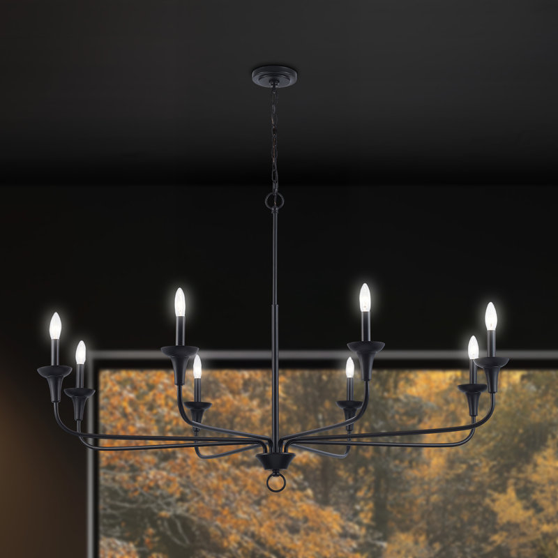 Lustre moderne à 8 lumières Capella, Noir, 8 lumières