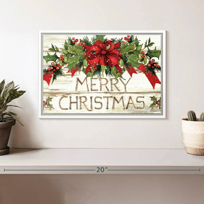 Evergreen Christmas I, Cadre flottant blanc, 13 po x 9 po