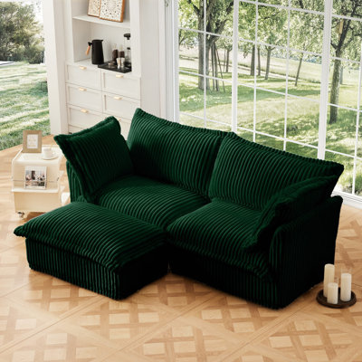 Canapé modulaire 2 places à housse avec repose-pieds convertible, siège large et profond en forme de L avec housse amovible