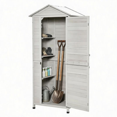 Remise de rangement extérieure, armoire de rangement extérieure, remise à outils avec toit en fer-blanc incliné