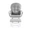 Fauteuil à bascule Mason en bois blanc et tissu couleur huître - Paisible dans la chambre d'enfant, mouvement de glissement doux, coussin de dossier, rangement latéral, accoudoirs de style classique gris chiné, glissement silencieux, dossier capitonné, accoudoirs traditionnels